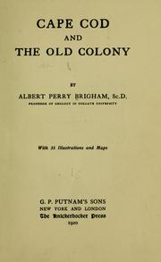Cover of: Cape Cod and the Old colony