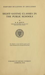 Cover of: Sight-saving classes in the public schools