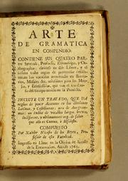 Cover of: Arte de gramatica en compendio by Xavier Nicasio de los Reyes