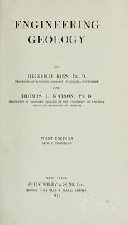 Cover of: Engineering geology by Ries, Heinrich, Heinrich Ries, Ries, Heinrich