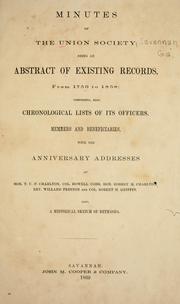 Minutes of the Union Society by Union Society (Savannah, Ga.)