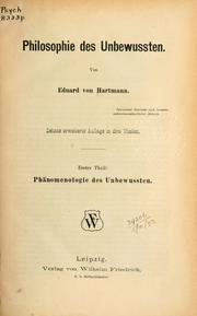 Cover of: Philosophie des Unbewussten by Eduard von Hartmann