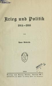 Cover of: Drieg und Politick, 1914-1916