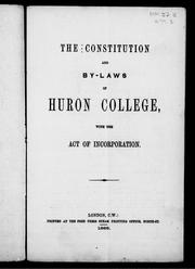 Cover of: The constitution and by-laws of Huron College, with the act of incorporation