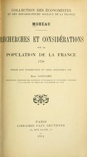 Cover of: Recherches et considérations sur la population de la France, 1778: pub. avec introduction et table analytique