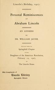 Cover of: Lincoln's birthday, 1907: personal reminiscences of Abraham Lincoln