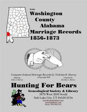Cover of: Early Washington County Alabama Marriage Records 1821-1873