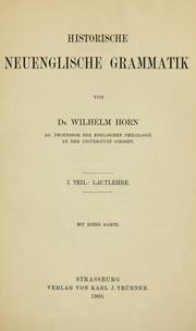 Cover of: Historische neuenglische Grammatik by Wilhelm Horn