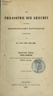 Cover of: Die Philosophie der Griechen in ihrer geschichtlichen Entwicklung