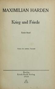 Cover of: Krieg und Friede