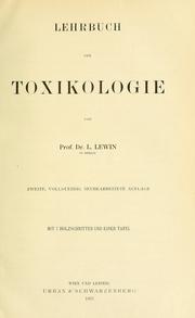 Cover of: Lehrbuch der Toxikologie by Lewin, Louis