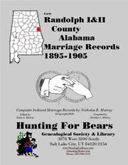Cover of: Early Randolph County Alabama Marriage Records 1895-1905
