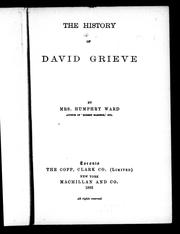 Cover of: The history of David Grieve by Mary Augusta Ward