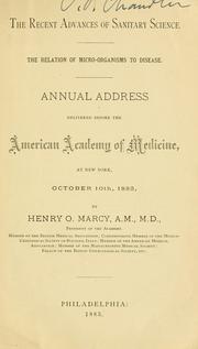 Cover of: The recent advances of sanitary science by Henry O. Marcy