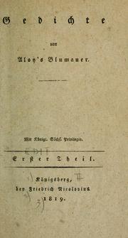 Cover of: Gedichte by Aloys Blumauer