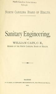 Cover of: Sanitary Engineering by William Cain