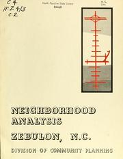 Cover of: Neighborhood analysis, Zebulon, N.C.