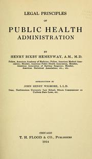 Cover of: Legal principles of public health administration