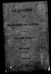 Cover of: An address to the Orangemen of Canada
