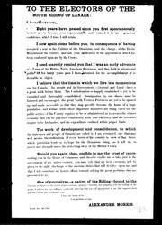 Cover of: To the electors of the south riding of Lanark: eight years have passed since you first spontaneously invited me to become your representative ..