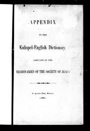 Cover of: Appendix to the Kalispel-English dictionary