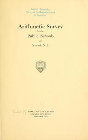 Cover of: Arithmetic survey in the public schools of Newark, N. J.