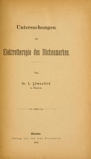 Cover of: Untersuchungen zur elektrotherapie des rückenmarkes