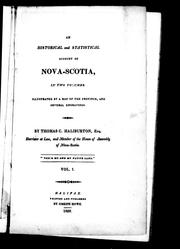 Cover of: An historical and statistical account of Nova-Scotia: in two volumes