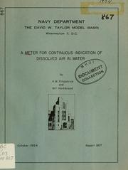 Cover of: A meter for continuous indication of dissolved air in water