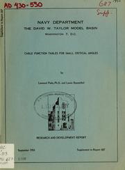 Cover of: Cable function tables for small critical angles