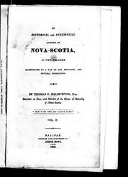 Cover of: An historical and statistical account of Nova-Scotia | Thomas Chandler Haliburton