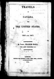 Cover of: Travels in Canada and the United States in 1816 and 1817