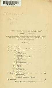 Cover of: Studies on Rocky Mountain spotted fever by [by] S. Burt Wolbach ...