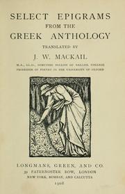 Cover of: Select epigrams from the Greek anthology
