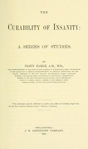 Cover of: The curability of insanity: a series of studies