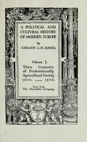 Cover of: A political and cultural history of modern Europe
