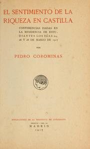 Cover of: El sentimiento de la riqueza en Castilla by Pedro Corominas