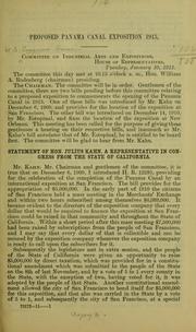 Cover of: Proposed Panama Canal exposition, 1915 by United States. Congress. House. Committee on Industrial Arts and Expositions