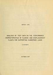 Analysis of test data on the performance characteristics of planning and displacement floats for supporting submerged loads by Phillip Eisenberg