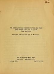 Cover of: The critical external pressure of cylindrical tubes under uniform radial and axial load