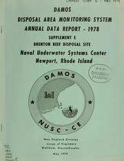 Cover of: Disposal area monitoring system annual data report -: 1978: supplement E site report - Brenton Reef