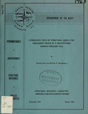 Cover of: Hydrostatic tests of structural models for preliminary design of a web-stiffened sandwich pressure hull