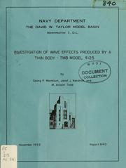 Cover of: Investigation of wave effects produced by a thin body - TMB model 4125