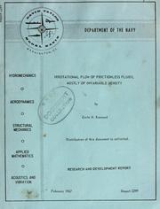 Cover of: Irrotational flow of frictionless fluids: mostly of invariable density