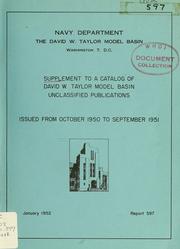 Cover of: Supplement to a catalog of David W. Taylor Model Basin unclassified publications: issued from October 1950 to September 1951