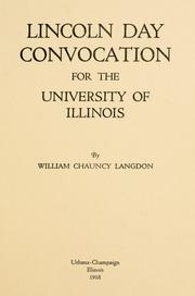 Cover of: Lincoln day convocation for the University of Illinois
