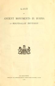 Cover of: List of ancient monuments in Burma