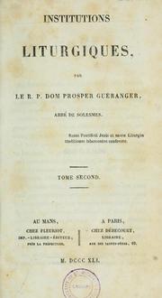 Institutions liturgiques by Prosper Guéranger