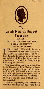 Cover of: Lincoln Historical Research Foundation