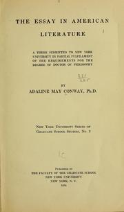 Cover of: The essay in American literature by Adaline May Conway, Adaline May Conway